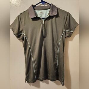 Peter Millar Shirt Womensl Gray E4 Wicking Quarter Zip Pullover Golf 50 UPF Sz M